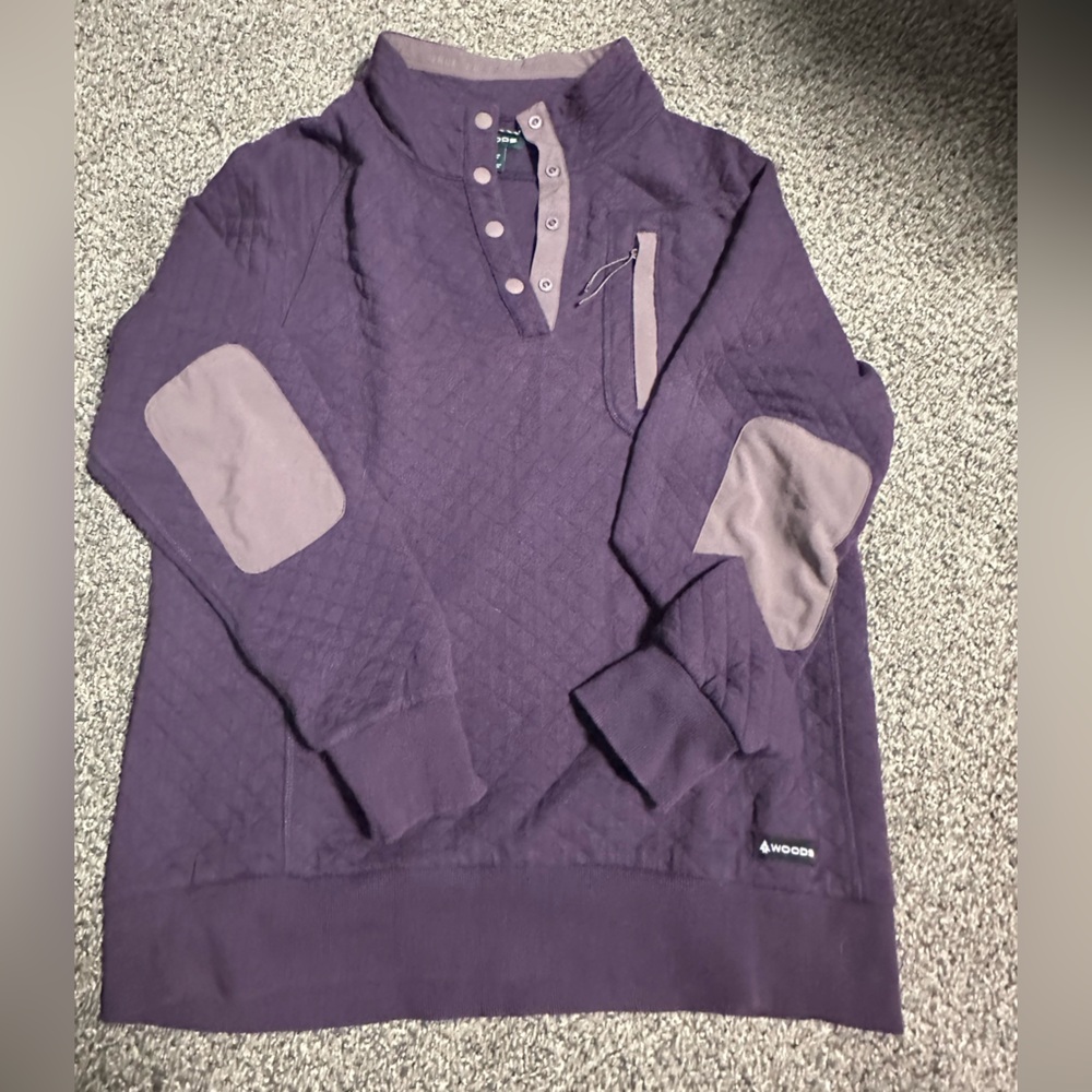 Sz L Woods quilted lightweight sweater